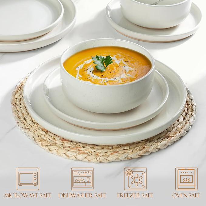 LIANYU Dinnerware Sets, 12 Piece Plates and Bowls Set - Image 3