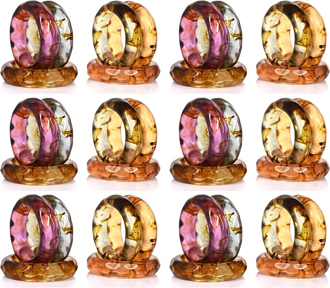 Unique Artisan Resin Napkin Rings Set of 36, Luxurious Modern Table Decor by ALPHALivingHOME
