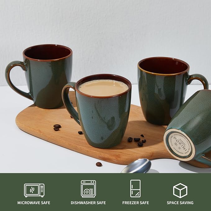 Pokini Coffee Mug 14 oz, Ceramic Coffee Mugs Set of 6, Reactive Glaze Mug - Image 6