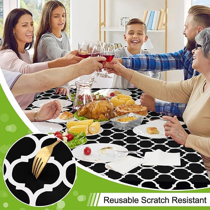 Smiry Rectangle Table Cloth, Waterproof Vinyl Tablecloth with Flannel Backing for Rectangle Tables, Wipeable Spillproof Plastic Tablecloths for Dining, Camping, Indoor and Outdoor (60"x120", Black)