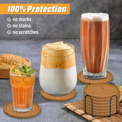 8 Pcs Drink Coasters with Holder, Absorbent Coasters - Image 3