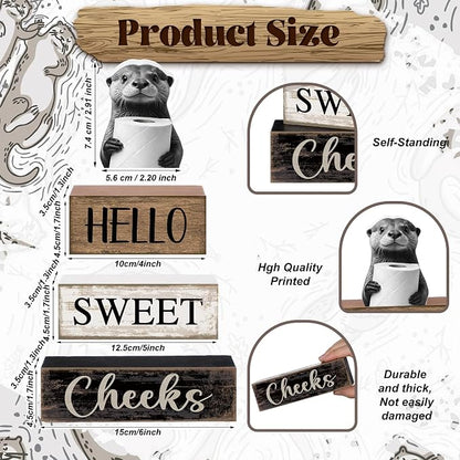 Moucuny 4 Pcs Otter Bathroom Decor Set Farmhouse Bathroom Decor and Accessories - Image 3