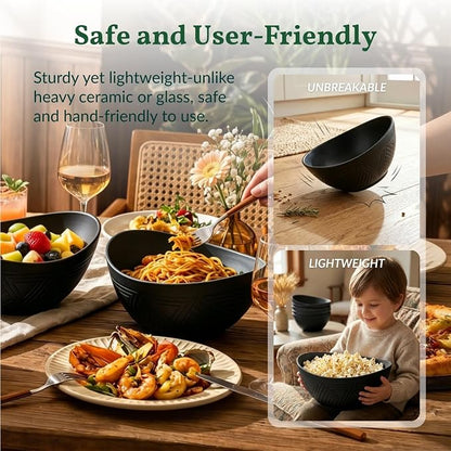 Wheat Straw Bowls Set of 6, 60 OZ Salad Bowl Large Capacity - Image 6