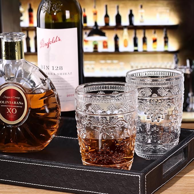 abrwyy Clear Glasses Drinking Set, 14oz Water Glasses, Vintage Glassware | - Image 5
