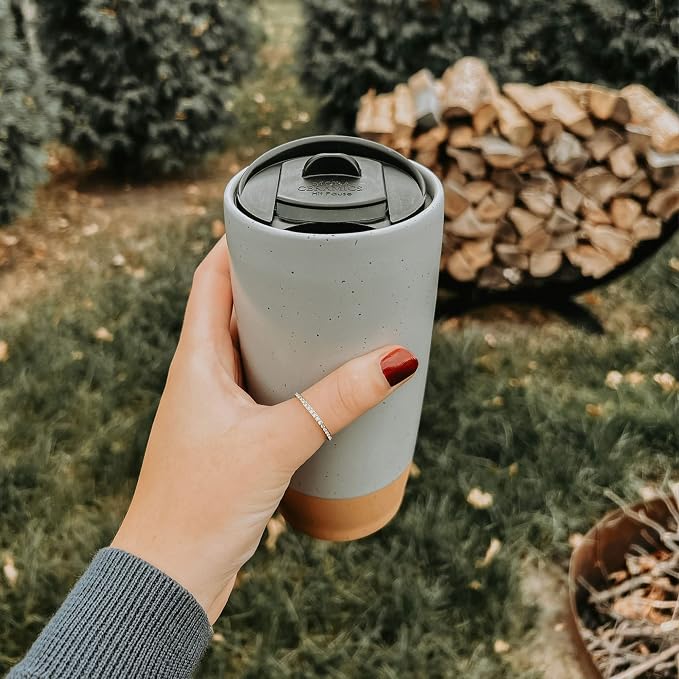 Mora Double Wall Ceramic Coffee Travel Mug - Image 5