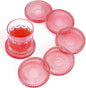 Modern Glass Coasters, GOH DODD Set of 6 Crystal Coasters Tabletop Protection for Drinks, Home Decor, Kitchen, Living Room, Patio, Wedding, Party, Housewarming Gifts, Clear Red