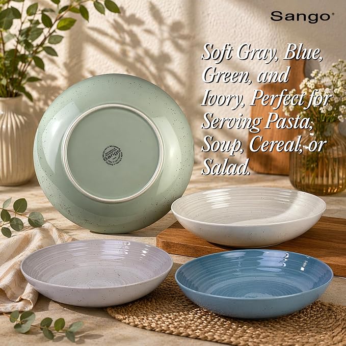 Sango Siterra Artist's Blend Stoneware Pasta Bowls Multi Assorted Colors– - Image 8