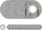 Homaxy Round Faux Leather Placemats and Coasters, Washable Dual-Side Table Mats, Wipeable Heat-Resistant Dining Place Mats for Outdoor and Indoor, Set of 12, Diameter 13 and 3.93 inch, Light Grey