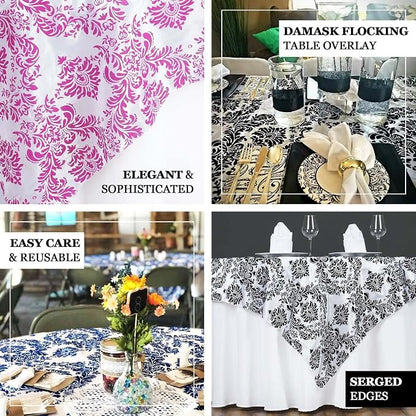 Efavormart Royal Damask Flocking Square Tablecloth Overlay 60"x60" Square - Image 4