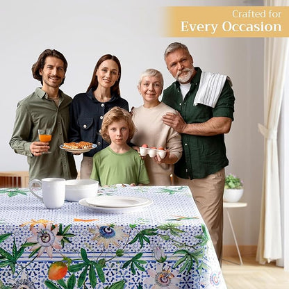 Maison d' Hermine Table Cloth Rectangle Table 100% Cotton 70 x 108 Inches Tablecloth Reusable Decorative for Dining Room Farmhouse Home Valentines Day Decorations Spring Summer - Passiflora