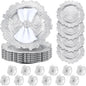 Dandat 24 Pcs Charger Plate Bulk 13'' Floral Reef Plates with Napkin Ring Plastic Dinner Charger Hollow Out Flower Napkin Holder Plastic Plate for Table Setting Wedding Party (Silver)