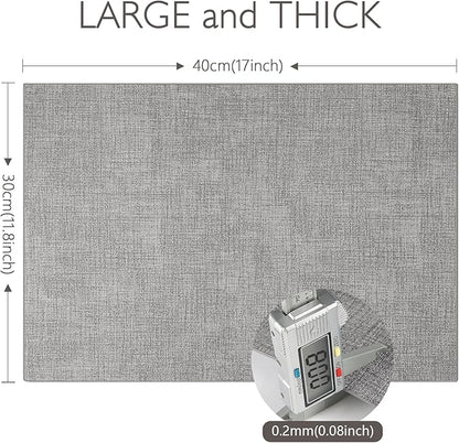Faux Leather Placemats Set of 4 Washable PU Table mats for Kitchen Table - Heat Resistant, Waterproof, Easy Clean, Anti Slip 11.8" x 17" (Light Grey-4 Pack)