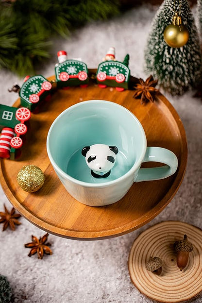 DIHOclub Panda Ceramic Cup Hidden 3D Animal Inside Mug, Cute Cartoon Handmade - Image 2