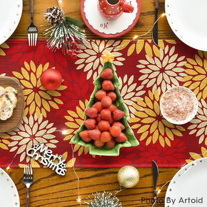 Artoid Mode Red Orange Dahlia Floral 2025 New Year Table Runner, Spring - Image 4