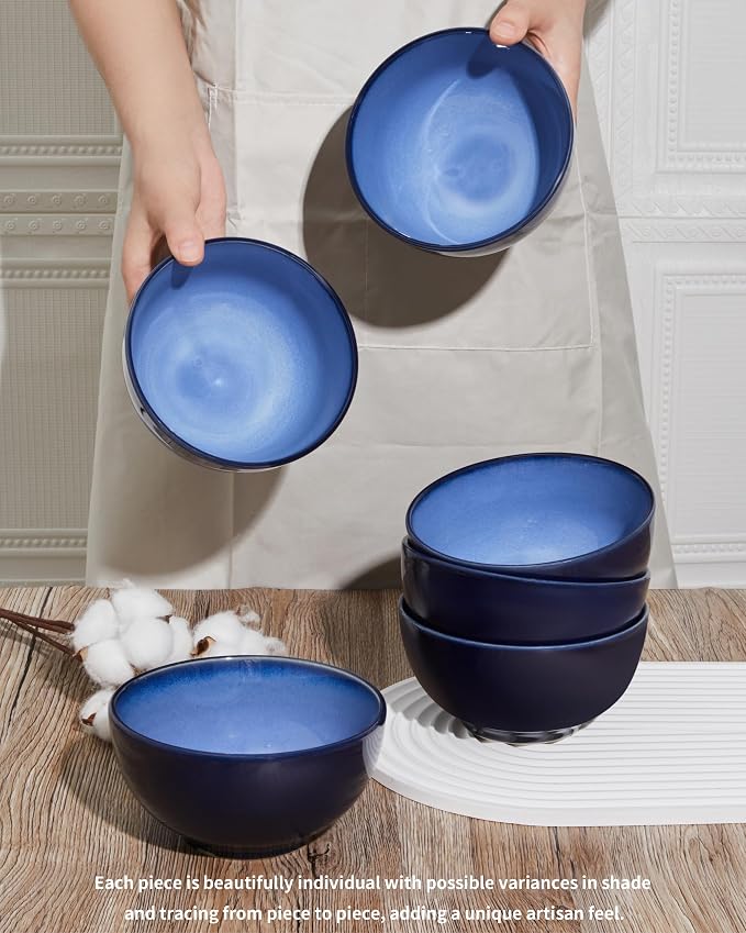 22 Oz Ceramic Cereal Bowls, 5.5 Inch Microwave & Dishwasher Safe Lead-free Soup - Image 5