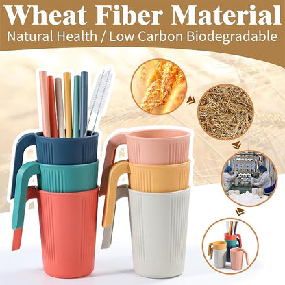 Wheat Straw Coffee Mugs 6-Pack– Unbreakable & Lightweight Cups, 12oz Stackable - Image 3