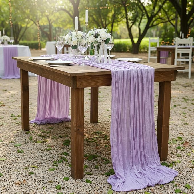 12 Pack Lilac Purple Cheesecloth Table Runner 120 Inch Boho Wedding Decor | - Image 7