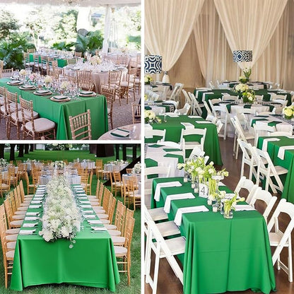 8 Pack Green Table Cloth 60 x 102 Inch Rectangular Tablecloth for 6 Foot Rectangle Tables, Wrinkle Resistant Washable Rectangle Fabric Table Covers for Wedding Party Banquet Buffet and Camping
