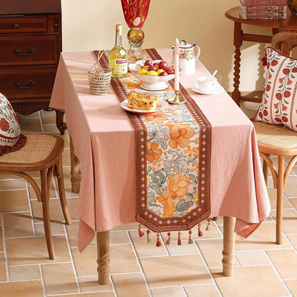 bilin gaier Designer Vintage Floral Printed Table Runner, French Soft Linen - Image 3