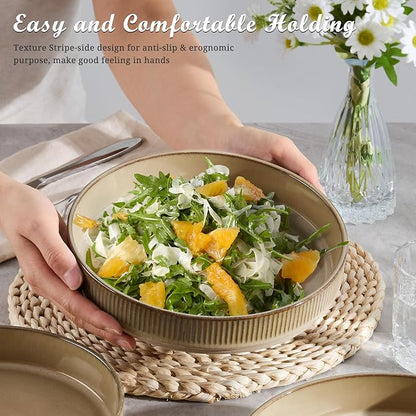 E-far Pasta Bowls Set of 4, 35oz Large Salad Bowl Plate - Image 3