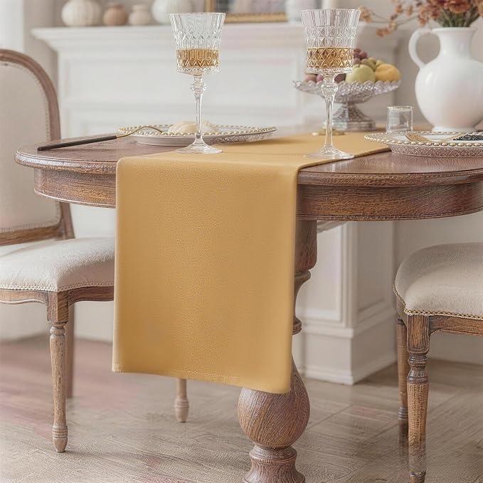 Gold Table Runner, Waterproof Washable Runners 90 Inches Long | Reusable 12x90 - Image 2