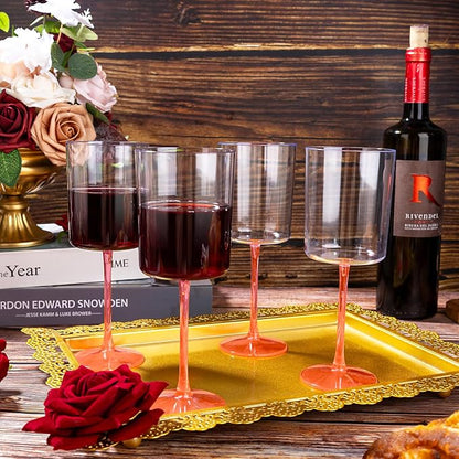 Ciaell 12 Pack Pink Plastic Wine Glasses - Image 5