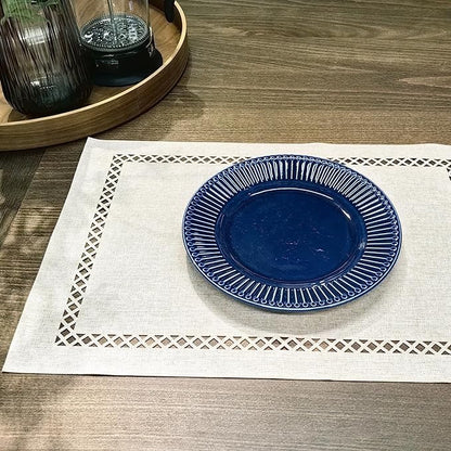 Placemats Set of 4, Set of 6 for Dining Table, Placemats with Hollow Edge Table Cloth Set, Table Mats for Dining Table 12"x18" Off-White