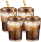 13oz Glass Tumbler with Straw and Lid, Reusable Iced Coffee Cups, Matcha by MINGHYZYA