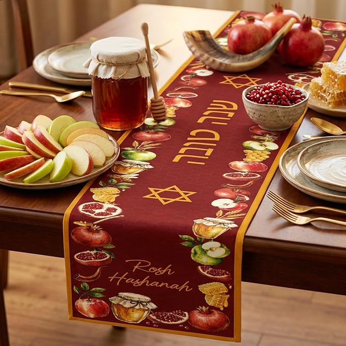 EUOYUFO Rosh Hashanah Table Decorations, Shana Tova Theme Table Runner -71 x 12 - Image 5