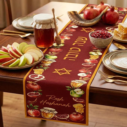 EUOYUFO Rosh Hashanah Table Decorations, Shana Tova Theme Table Runner -71 x 12 - Image 5
