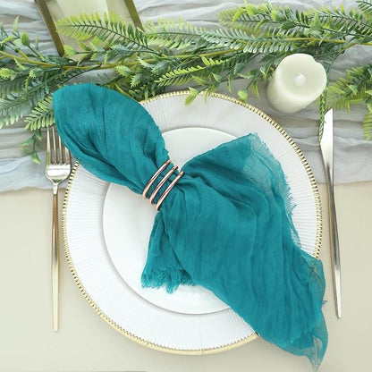 Efavormart 5 Pack 24"x19" Peacock Teal Matte Gauze Cheesecloth Napkins by efavormart
