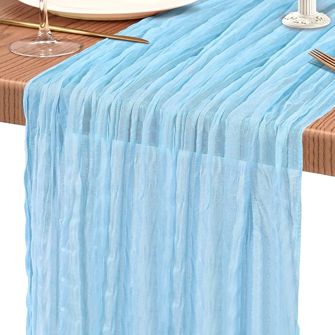 4 Pack Cheesecloth Table Runner 10FT Baby Blue Table Runner Light Blue Boho - Image 9