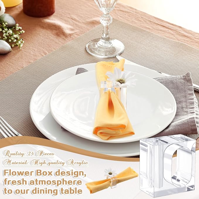 24 Pcs Acrylic Napkin Rings Clear Napkin Holder Bulk - Image 4