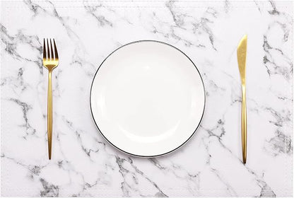 Marble Faux Leather PU Placemats, Set of 6, Easy to Clean, Heat & Stain Resistant for Dining Kitchen Table, Office Conference, Home Decor