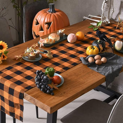 Tosewever Halloween Buffalo Check Plaid Table Runner, Cotton Polyester Blend - Image 6