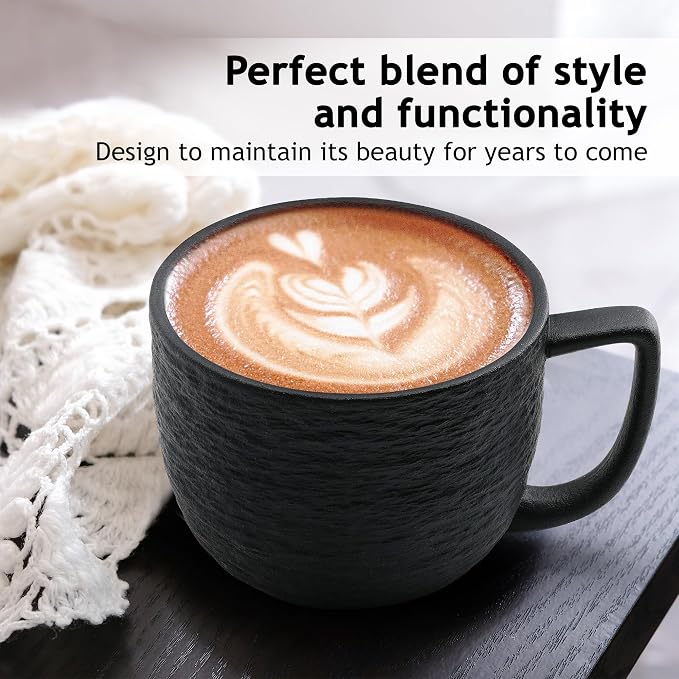 MIAMIO - Coffee Mug Set of 4 x 450 ml Cups/White Mugs Ceramic - Image 4
