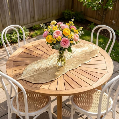 FAVE Gold Small Table Runner 36 Inch Dresser Vinyl Runner | Heat Resistant - Image 9