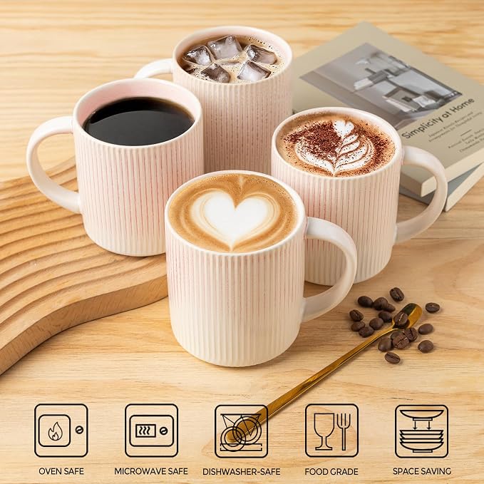 theterra Ceramic Coffee Mugs Set of 6, 14.2 oz Coffee Cups - Image 4