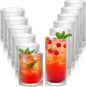 Ribbed Drinking Glasses 12pcs, 12oz and 10oz Glassware, Tumbler Glasses Cup Set by Lumkit