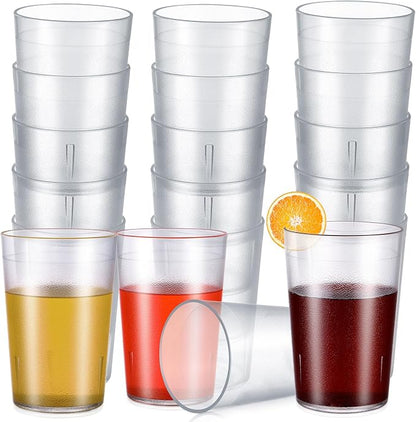 Meanplan 24 Pack Plastic Reusable Drinking Glasses Restaurant Grade 8 oz by Meanplan