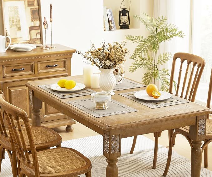 Farmhouse Burlap Place Mats, Coffee Placemats Set of 4, 12 x 18 Inch | Double - Image 7