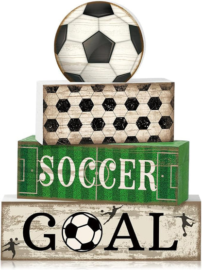 Moucuny 4 Pcs Soccer Party Decorations Soccer Table Centerpiece Football Tiered - Image 8