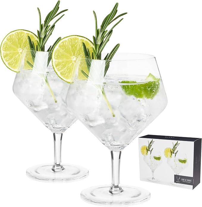 Viski Raye Angled Stemmed Gin and Tonic Glasses Set of 2 by VISKI