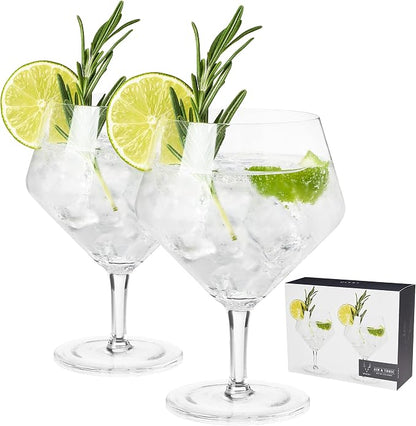 Viski Raye Angled Stemmed Gin and Tonic Glasses Set of 2 by VISKI