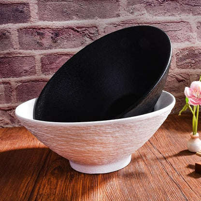 Ceramic Ramen Bowl Set of 2, 8-Inch Large Soup Bowls, Textured Glazed Porcelain - Image 4