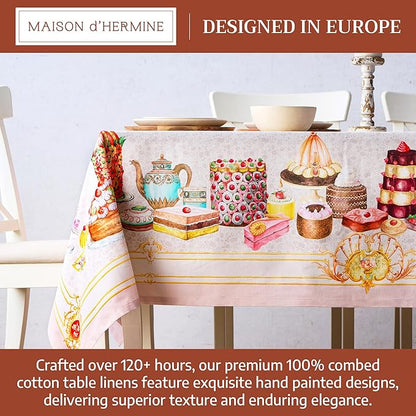 Maison d' Hermine Premium Table Cloth Square Table 100% Combed Cotton 70 x 70 Inches Tablecloth Reusable Decorative for Dining Room, Farmhouse, Home, Party, Festive & Wedding - Pastries