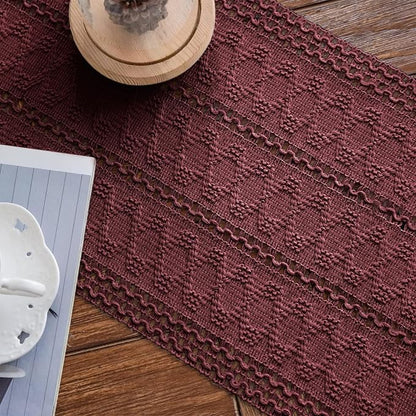 Macrame Table Runner Burgundy Boho Table Runners - Image 7