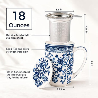 AmorArc Tea Cup With Infuser and Lid, 18oz Loose Leaf Tea Mug With Steeper | - Image 2