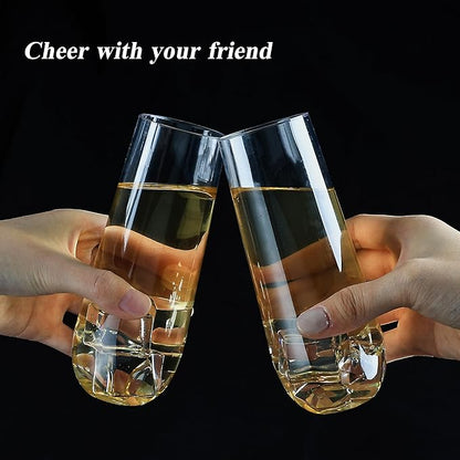 48 Pack 9 oz Stemless Plastic Champagne Flutes, Clear Disposable Champagne Toasting Glasses, Shatterproof and BPA-Free Drinkware for Party & Graduation & Wedding