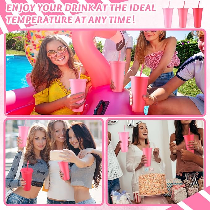 Skylety 24 Pcs Hot Pink Plastic Cups - Image 6